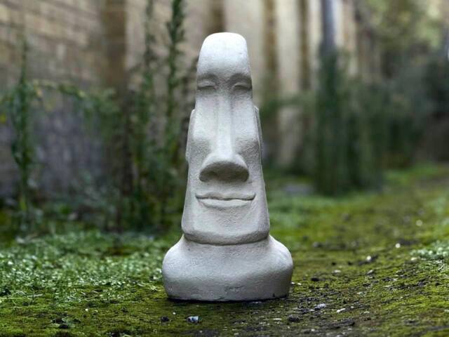 Outdoor Moai Face Concrete Statue Easter Island Inspired Garden Decor Cement Yard Sculpture Modern Minimalist Art Stone Monument Ornament - image 1