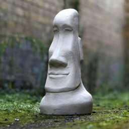Outdoor Moai Face Concrete Statue Easter Island Inspired Garden Decor Cement Yard Sculpture Modern Minimalist Art Stone Monument Ornament - thumbnail 3