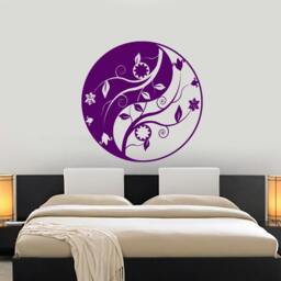 Wall Vinyl Decal Yoga Yin Yang Flower Ornament Studio Decor Room Modern Home - #1231Dz - thumbnail 2