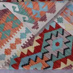 7x10 Pastel Large Afghan Rug, Flatweave Kilim Handmade Area Tribal Wool Oriental Turkmen Rug, Bedroom, Living Room Rug - thumbnail 4