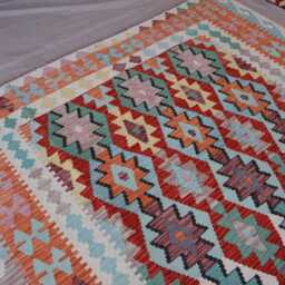 7x10 Pastel Large Afghan Rug, Flatweave Kilim Handmade Area Tribal Wool Oriental Turkmen Rug, Bedroom, Living Room Rug - thumbnail 2