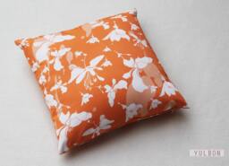Cushion Cover, 100% Cotton, 40x40cm, Floral Design, Orange