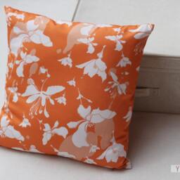 Cushion Cover, 100% Cotton, 40x40cm, Floral Design, Orange - thumbnail 2