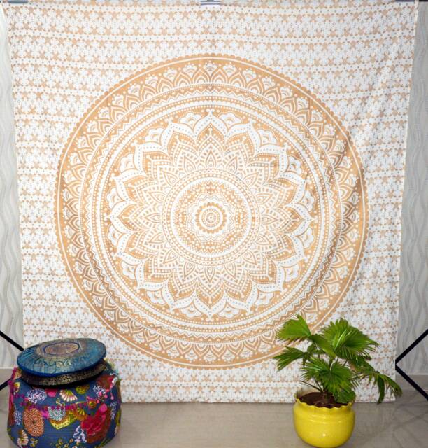 Christmas Gifted Gold Mandala Ombre Tapestry Indian Wall Hanging Bedroom Decor Boho Throw Bedspread Dorm Table Cloth - image 1