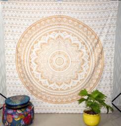 Christmas Gifted Gold Mandala Ombre Tapestry Indian Wall Hanging Bedroom Decor Boho Throw Bedspread Dorm Table Cloth