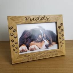 Pet Memorial Photo Frame, Cat Or Dog Personalised Picture Sympathy Gift, Paw Print Design Add Any Text Top & Bottom - thumbnail 3