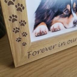 Pet Memorial Photo Frame, Cat Or Dog Personalised Picture Sympathy Gift, Paw Print Design Add Any Text Top & Bottom - thumbnail 2
