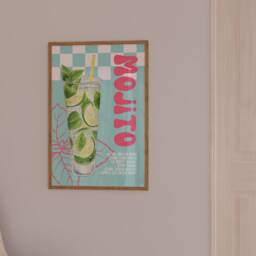 Mojito Retro Cocktail Print - Kitchen Poster, Rum Mint Lime Cocktail, Funky Bar Print, Trendy Alcohol Recipe Art, Colourful Groovy Decor - thumbnail 2