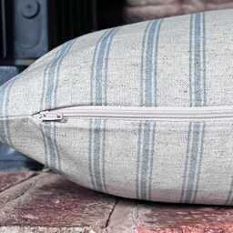1601. Handmade Azure Stripe Linen Blend Cushion Cover, Various Sizes - thumbnail 2