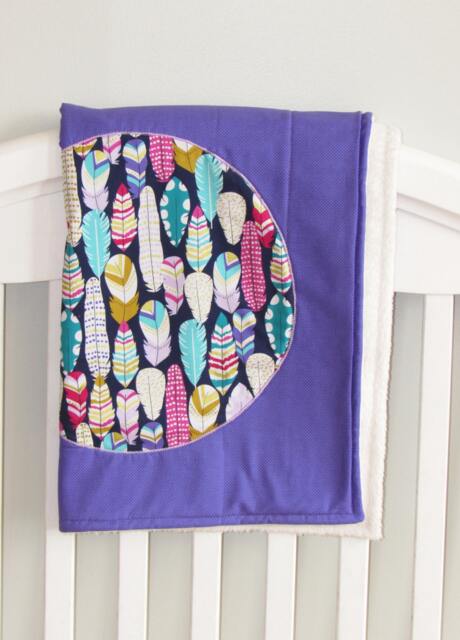 Baby Girl Blanket, Purple Baby Blanket, Monogram Toddler Feather Blanket - image 1