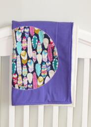 Baby Girl Blanket, Purple Baby Blanket, Monogram Toddler Feather Blanket - thumbnail 1