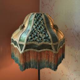 Handmade Gold & Green Scalloped Lampshade Retro Pleated Silk Shade - thumbnail 2