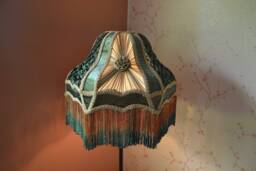 Handmade Gold & Green Scalloped Lampshade Retro Pleated Silk Shade - thumbnail 1