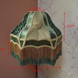 Handmade Gold & Green Scalloped Lampshade Retro Pleated Silk Shade - thumbnail 3