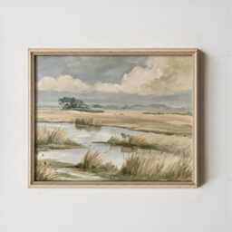 Coastal Dune Poster, Blue Beach Print, Seascape Wall Art, Paper - thumbnail 3