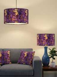 Handmade By Order Luxury Purple Gold Stones Lava Abstract Geometric Pattern Drum Velvet Lamp Shade Pendant Light All Shapes Sizes