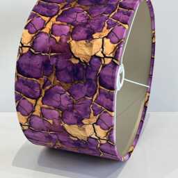 Handmade By Order Luxury Purple Gold Stones Lava Abstract Geometric Pattern Drum Velvet Lamp Shade Pendant Light All Shapes Sizes - thumbnail 3