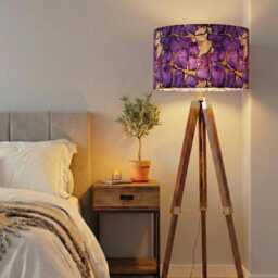 Handmade By Order Luxury Purple Gold Stones Lava Abstract Geometric Pattern Drum Velvet Lamp Shade Pendant Light All Shapes Sizes - thumbnail 2