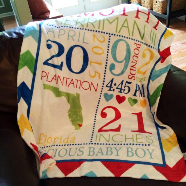 Personalized Baby Blanket - Stats Announcement Subway Art - image 1