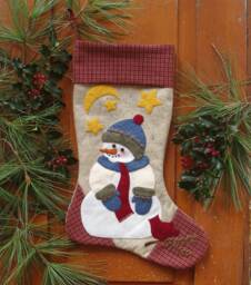 "Snowman Stocking Kit - Wool Felt Christmas Diy Instructions & Materials Included 10"" X 15 1/2"