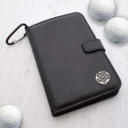 Pewter Tudor Rose Design - Personalised Leatherette Golf Organiser Complete With Divot Repairer, Marker, Tees, Scorecard & Pencils - thumbnail 1
