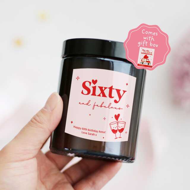 60Th Birthday Gift For Her Friends Mum Dad - Personalized Candle For Work Bestie Milestone Sixty & Fab - image 1