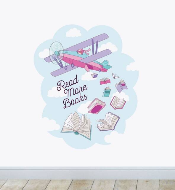 Read More Books Wall Sticker Decal - Kids Stickers, Animals Childrens Decals, Art, Room, Girl, Boy