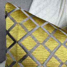 "Decorative Geometric Cushion Cover - Embroidered Lumbar Scatter Pillow For Sofa Chair Sulphur Grey, 12"" X 20" - thumbnail 3