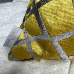 "Decorative Geometric Cushion Cover - Embroidered Lumbar Scatter Pillow For Sofa Chair Sulphur Grey, 12"" X 20" - thumbnail 4