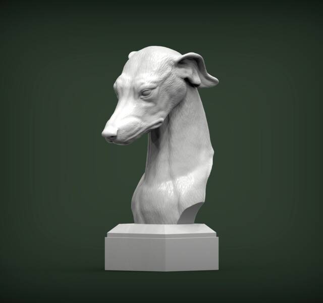 3D Printed Greyhound Bust Pet Memorial Dog Statue - image 1