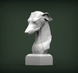 3D Printed Greyhound Bust Pet Memorial Dog Statue - thumbnail 1