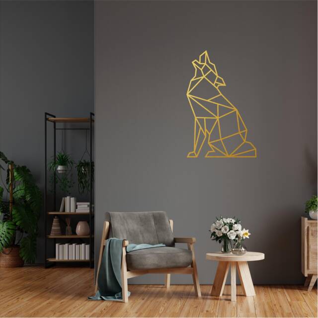 Geometric Howling Dog Wall Art, Minimalist, Modern, Abstract, Decal, Mural, Transfer, Boho -G023 , 5 Sizes, 36 Colour Options - image 1
