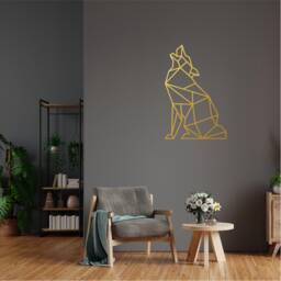 Geometric Howling Dog Wall Art, Minimalist, Modern, Abstract, Decal, Mural, Transfer, Boho -G023 , 5 Sizes, 36 Colour Options - thumbnail 1