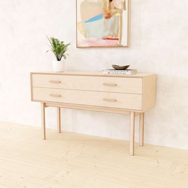 Wooden Console Table With Storage Drawers, Entryway Organiser, Hallway, Sideboard Cabinet, Handmade Bespoke Birch Plywood, Chest Of Drawers - image 1