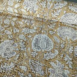 Hand Block Print Kantha Quilt Indian Cotton Bed Cover - thumbnail 2
