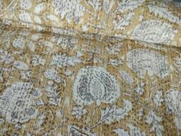Hand Block Print Kantha Quilt Indian Cotton Bed Cover - thumbnail 1