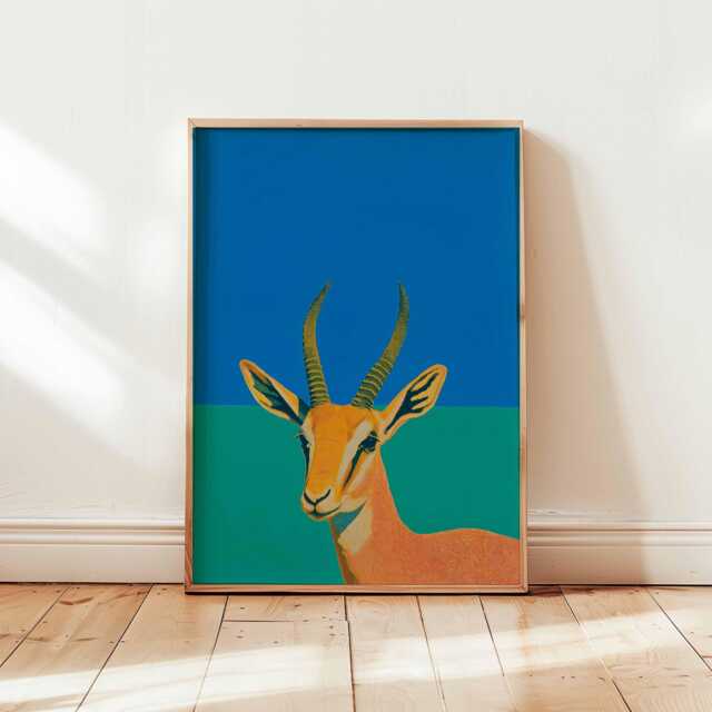 Modern Antelope Wall Art Print - Bold African Wildlife Poster in Pop Style, Safari Animal Decor For Home Or Office - Unframed - image 1