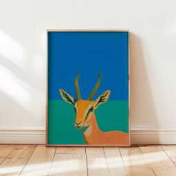 Modern Antelope Wall Art Print - Bold African Wildlife Poster in Pop Style, Safari Animal Decor For Home Or Office - Unframed - thumbnail 1