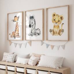 Safari Prints, Jungle Nursery Decor, Boys Bedroom Animals, Girls Baby Girl - thumbnail 2