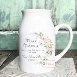 Personalised Thank You Teacher Gift Teaching Assistant Nursery Mentor Helping Me To Grow Quote Ceramic Small Jug Mug Vase - thumbnail 1