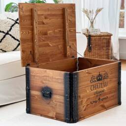 Coffee Table Chest Wooden Box Vintage Shabby Chic - thumbnail 4