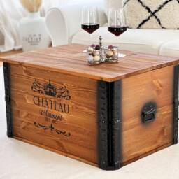 Coffee Table Chest Wooden Box Vintage Shabby Chic - thumbnail 3