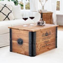 Coffee Table Chest Wooden Box Vintage Shabby Chic - thumbnail 2