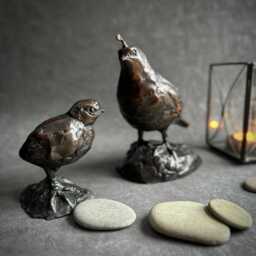 Bronze California Quail Sculpture Hand-Cast Bird Art By Kindrie Grove - thumbnail 3