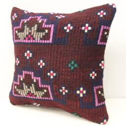 Handmade Kilim Pillow Cover 18x18, Oriental Chevron Design - thumbnail 3