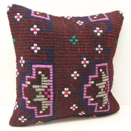 Handmade Kilim Pillow Cover 18x18, Oriental Chevron Design - thumbnail 2
