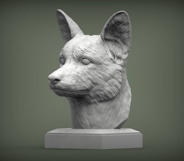 Corgi Bust Figurine 3D Printed Dog Statue, Pet Memorial Decor - image 1