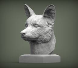 Corgi Bust Figurine 3D Printed Dog Statue, Pet Memorial Decor - thumbnail 1