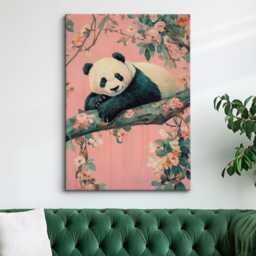 Panda Sleeping Flowers Abstract Oil Painting Framed Print & Canvas Portrait Wall Art Poster Home Decor Interior Animal Lover Gift - thumbnail 1