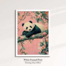 Panda Sleeping Flowers Abstract Oil Painting Framed Print & Canvas Portrait Wall Art Poster Home Decor Interior Animal Lover Gift - thumbnail 3